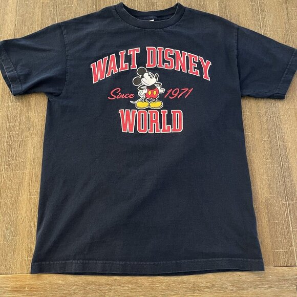 Vtg Walt Disney World Since 1971 Mickey Mouse T Shirt Blue Medium Short Sleeve - Picture 1 of 6
